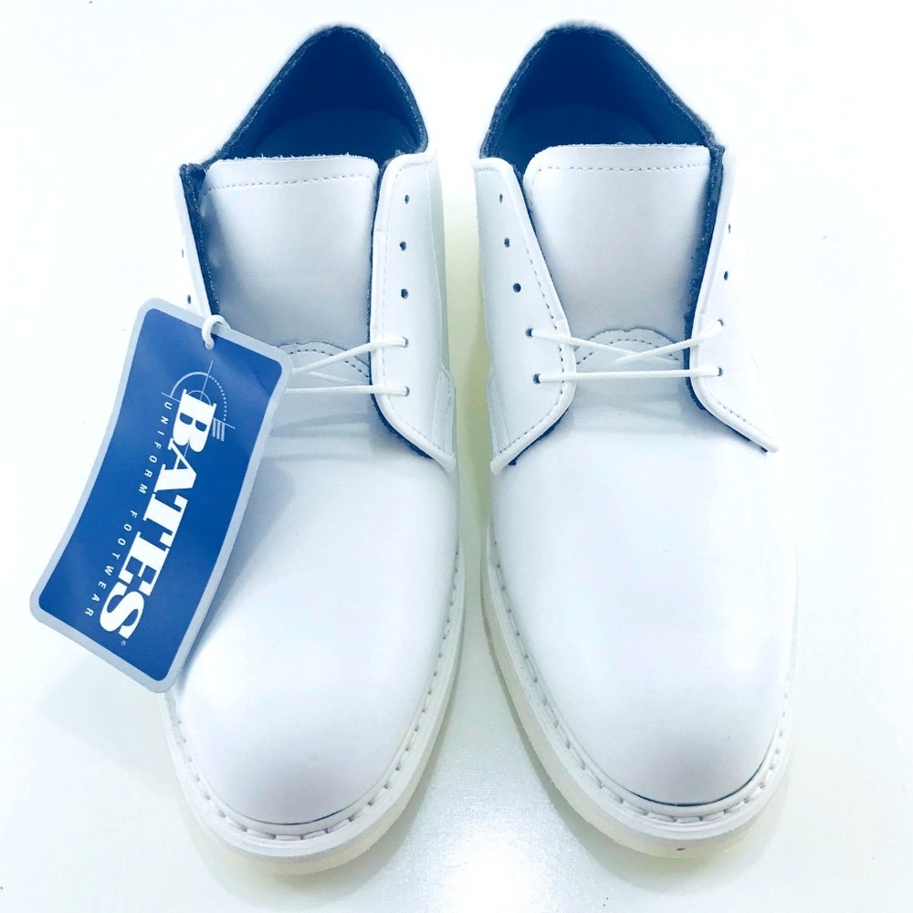 Bates Lites mens Leather uniform shoes  White 9E